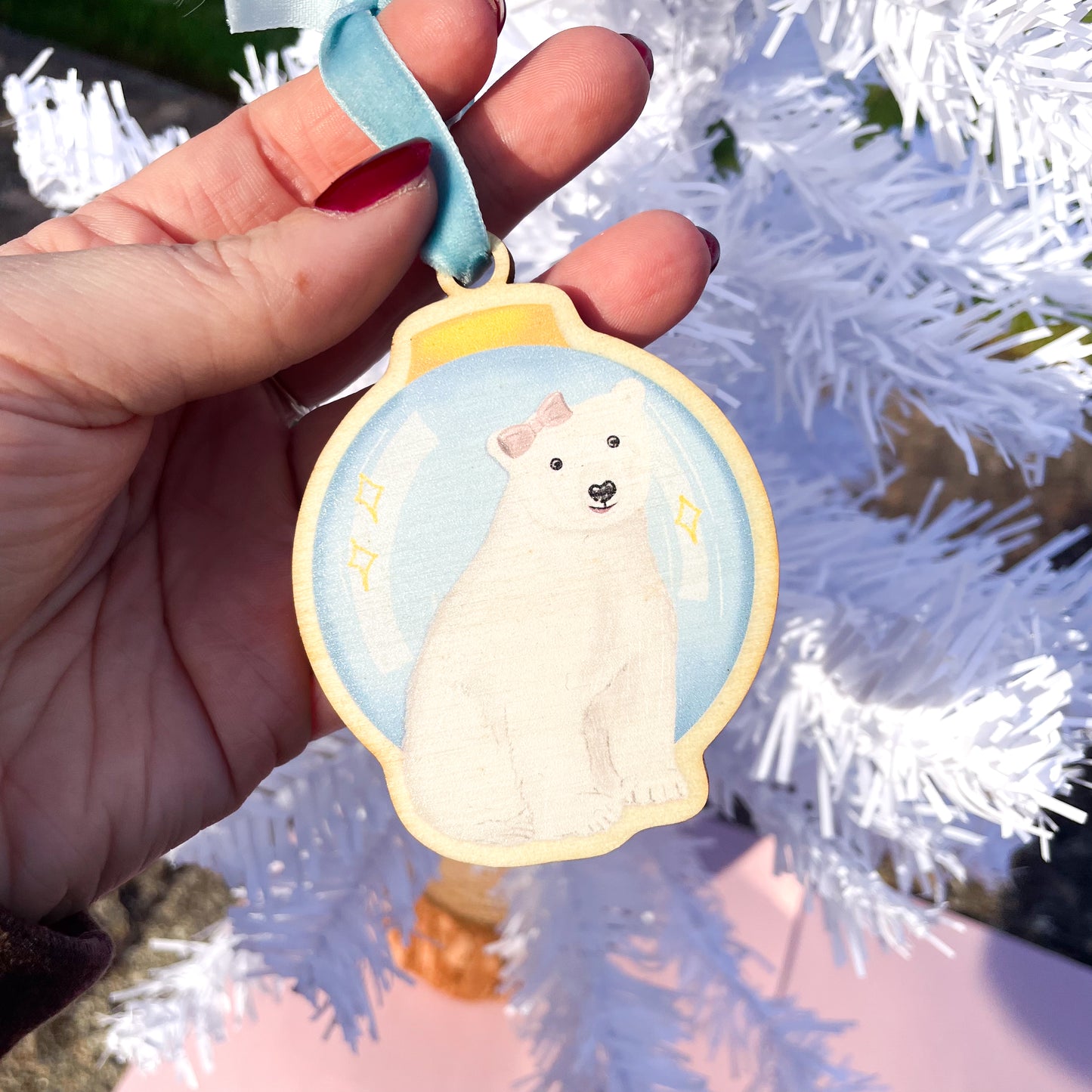 Penelope Polar Bear Bauble Tree Decoration